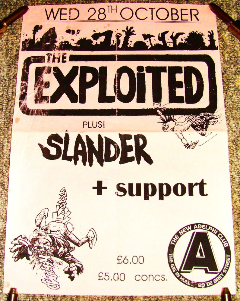 THE EXPLOITED SUPERB RARE CONCERT POSTER FOR WED 28th OCT 1998 ADELPHI CLUB