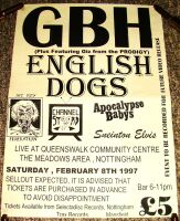 G.B.H. ENGLISH DOGS CONCERT POSTER SAT 8th FEB 1997 COMMUNITY CENTRE NOTTINGHAM