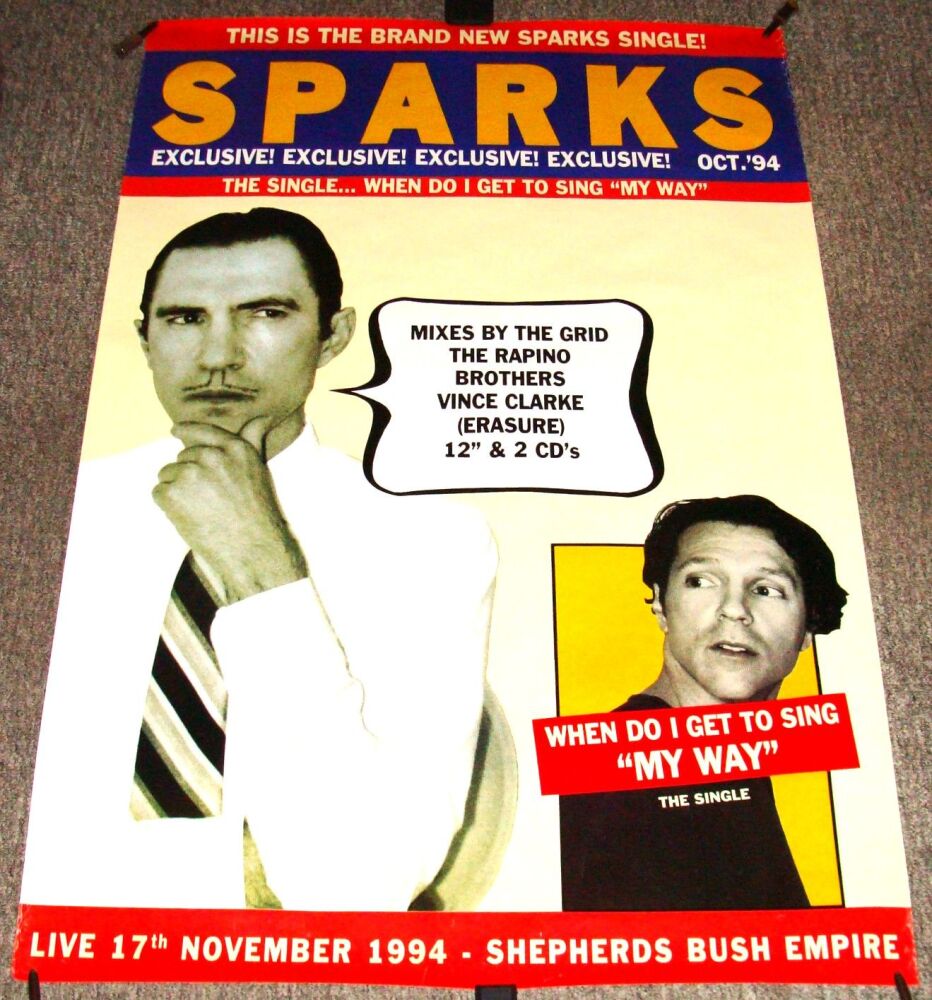 SPARKS RARE UK PROMO POSTER 'WHEN DO I GET TO SING MY WAY' SINGLE & CONCERT