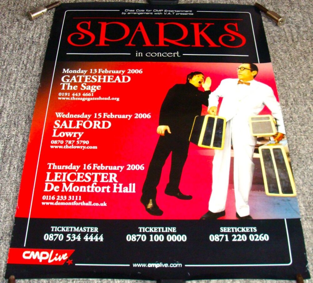 SPARKS ABSOLUTELY STUNNING & RARE POSTER FOR UK CONCERT TOUR DATES FEBRUARY