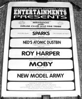 SPARKS ROY HARPER MOBY NEW MODEL ARMY CONCERTS POSTER NOV-DEC 1988 LEICESTER UNI