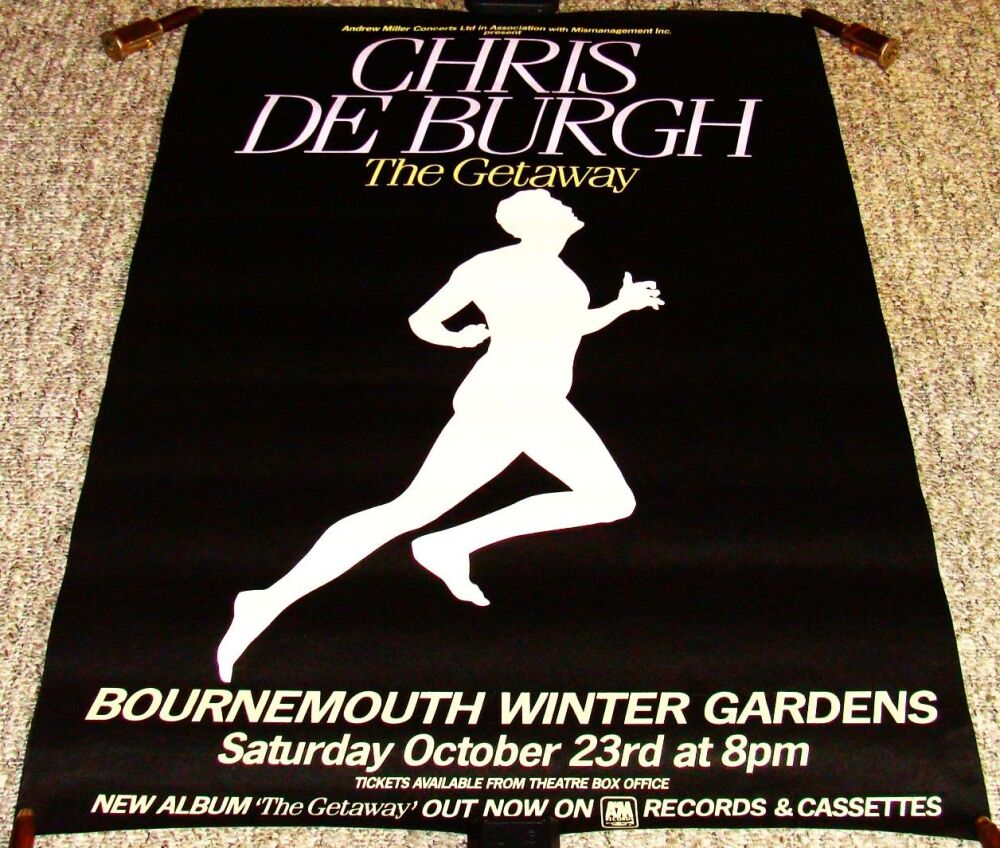CHRIS DE BURGH RARE CONCERT POSTER SAT 23rd OCT 1982 BOURNEMOUTH WINTER GAR