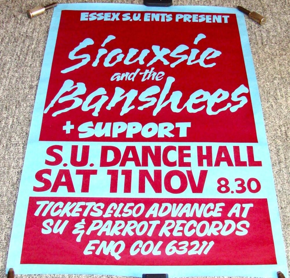 SIOUXSIE & THE BANSHEES STUNNING RARE CONCERT POSTER SAT 11th NOV 1978 ESSE