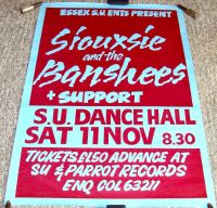 SIOUXSIE & THE BANSHEES STUNNING RARE CONCERT POSTER SAT 11th NOV 1978 ESSEX UNI