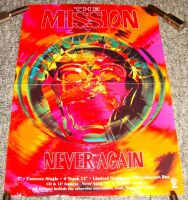 THE MISSION STUNNING U.K. RECORD COMPANY PROMO POSTER 'NEVER AGAIN' SINGLE 1992
