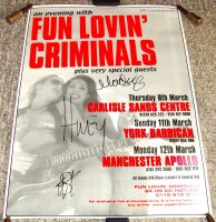 FUN LOVIN' CRIMINALS SUPERB AND RARE U.K. CONCERTS POSTER FROM 2001 AUTOGRAPHED