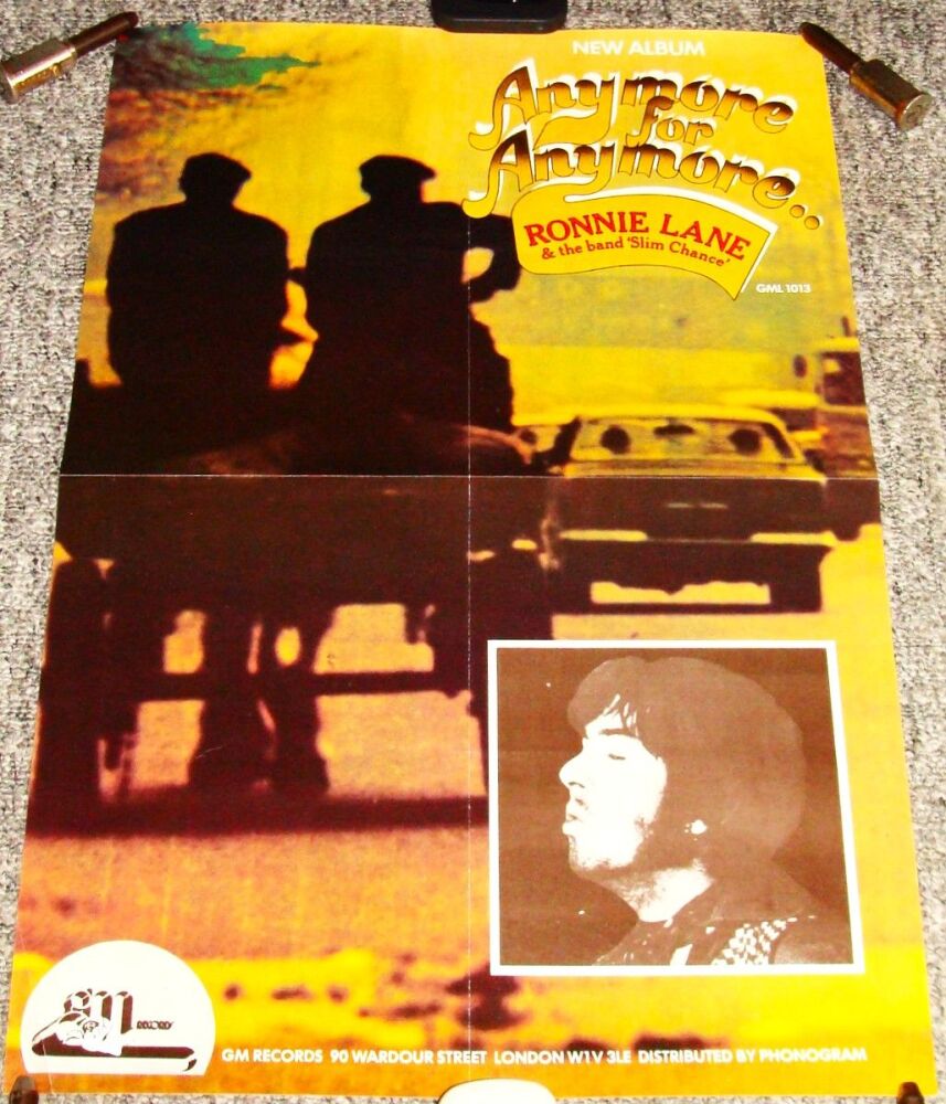 THE FACES RONNIE LANE UK REC COM PROMO POSTER 'ANYMORE FOR ANYMORE' ALBUM 1