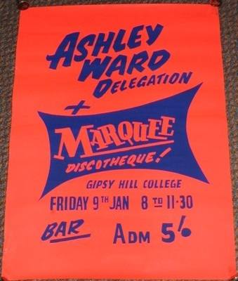 ASHLEY WARD DELEGATION CONCERT POSTER FRIDAY 9th JANUARY 1970 GIPSY HILL CO