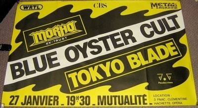 BLUE OYSTER CULT TOKYO BLADE STUNNING CONCERT POSTER PARIS 27th JANUARY 198