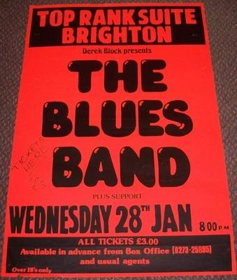 BLUES BAND CONCERT POSTER WEDNESDAY 28th JANUARY 1981 TOP RANK SUITE BRIGHT