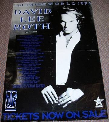 DAVID LEE ROTH STUNNING RARE THE “ENTIRE WORLD” 1994 U.K. TOUR PROMO POSTER
