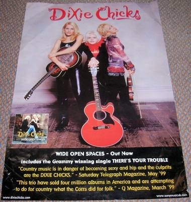 DIXIE CHICKS U.K. RECORD COMPANY PROMO POSTER 'WIDE OPEN SPACES' ALBUM IN 1