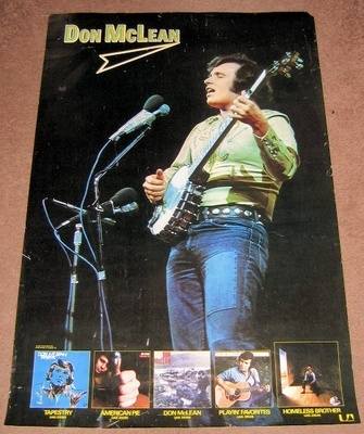 DON McLEAN STUNNING RARE U.K. RECORD COMPANY PROMO POSTER 1974 FIRST FIVE A