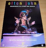 ELTON JOHN STUNNING RARE PROMO POSTER 'HEARTACHE ALL OVER THE WORLD' SINGLE 1986