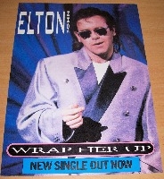 ELTON JOHN U.K. RECORD COMPANY PROMO POSTER FOR THE SINGLE 'WRAP HER UP' IN 1985
