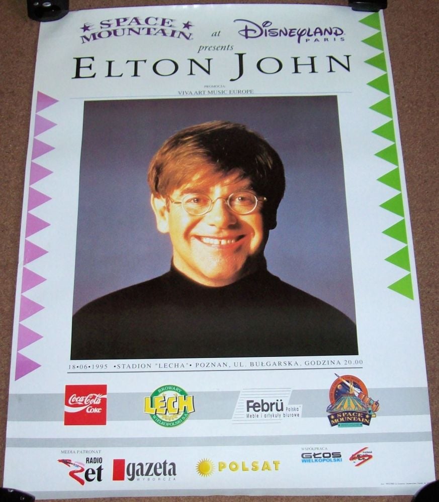 ELTON JOHN CONCERT POSTER 18th JUNE 1995 LECHA STADIUM POZNAN BULGARSKA POL