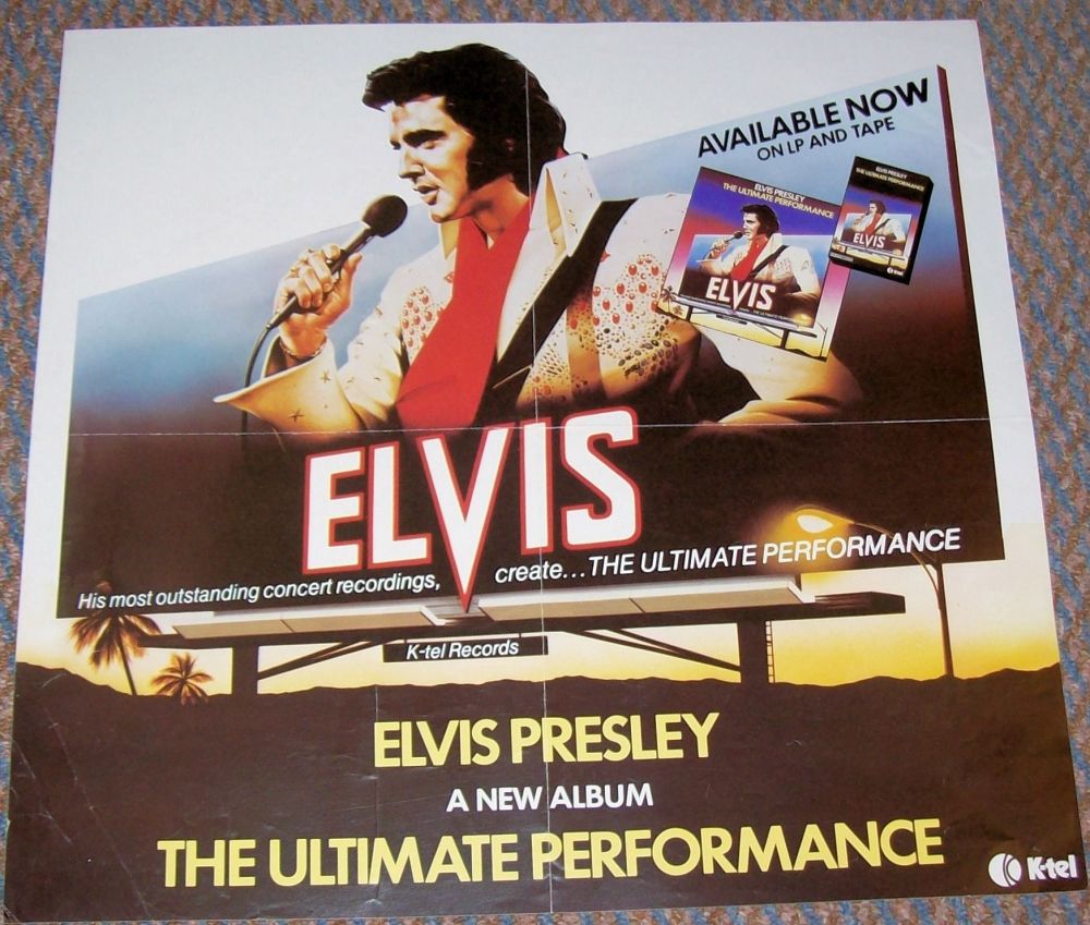 ELVIS PRESLEY U.K. RECORD COMPANY PROMO POSTER 'ULTIMATE PERFORMACE' ALBUM 