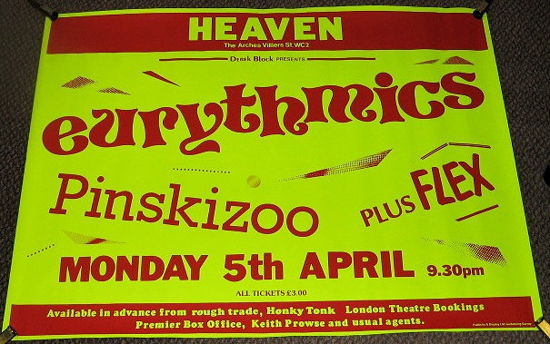 EURYTHMICS LENNOX MINT MON 5th APRIL 1982 HEAVEN THEATRE LONDON CONCERT POS