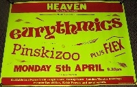 EURYTHMICS LENNOX MINT MON 5th APRIL 1982 HEAVEN THEATRE LONDON CONCERT POSTER