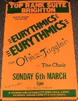 EURYTHMICS STUNNING CONCERT POSTER SUNDAY 6th MARCH 1983 BRIGHTON TOP RANK U.K.