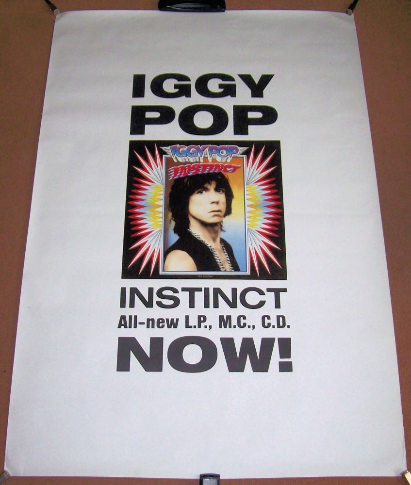 IGGY POP STUNNING RARE UK RECORD COMPANY PROMO POSTER FOR “INSTINCT” ALBUM 