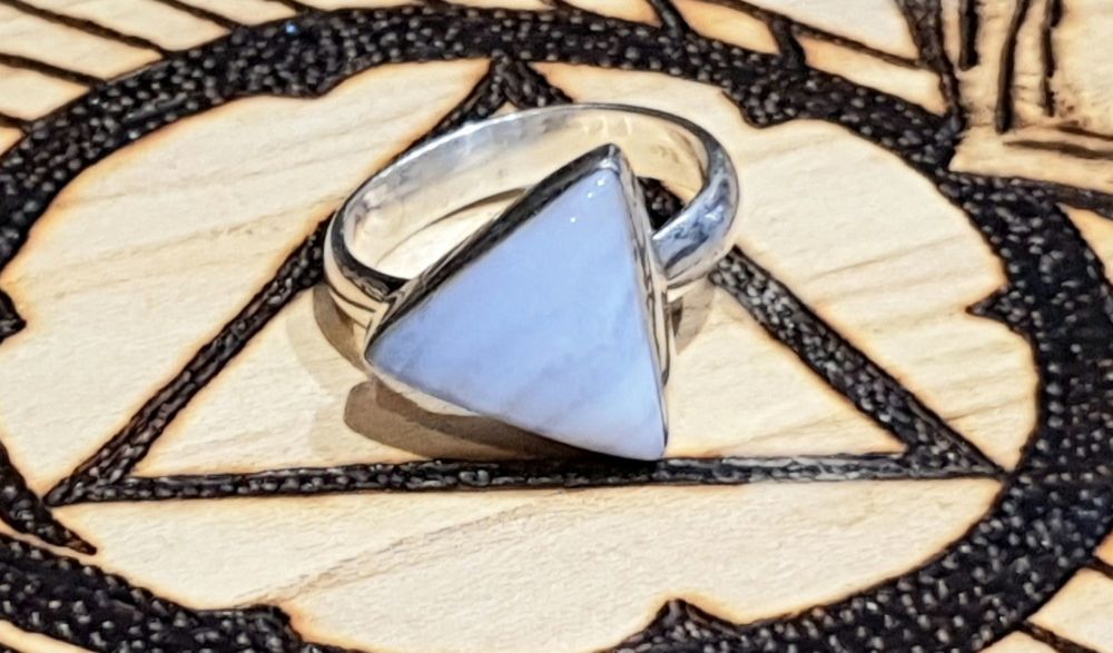 Blue Lace Agate Sterling Silver ring size P 1/2