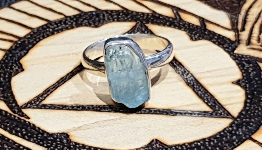 Aquamarine Sterling Silver Ring size