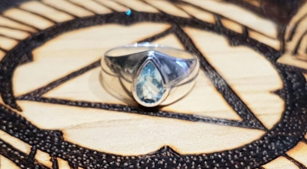 Rough Aquamarine Sterling Silver Ring size