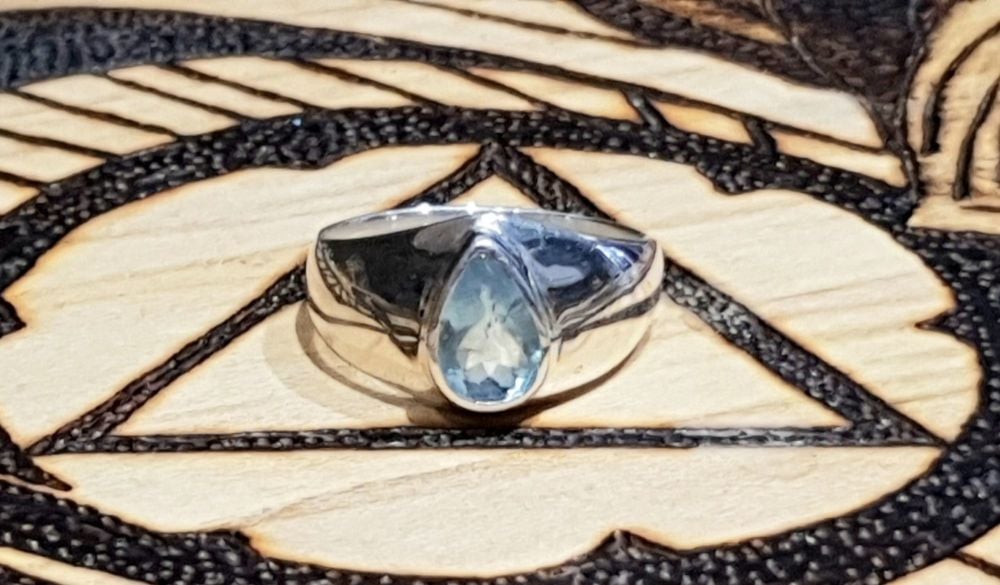 Rough Aquamarine Sterling Silver Ring size