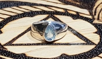 Aquamarine Sterling Silver Ring size N