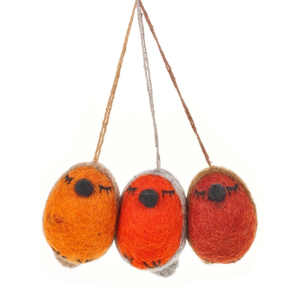 Needle felted Robins set of 3