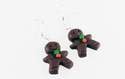 Sterling Silver Dark Gingerbreadman Earrings