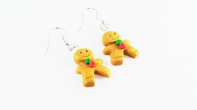 Sterling Silver Light Gingerbreadman Earrings