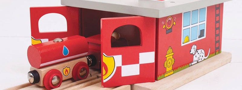 Wooden Railways Fire Rescue Shed