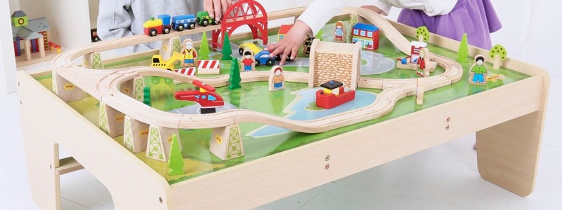 Wooden Railways Train Table with Trains