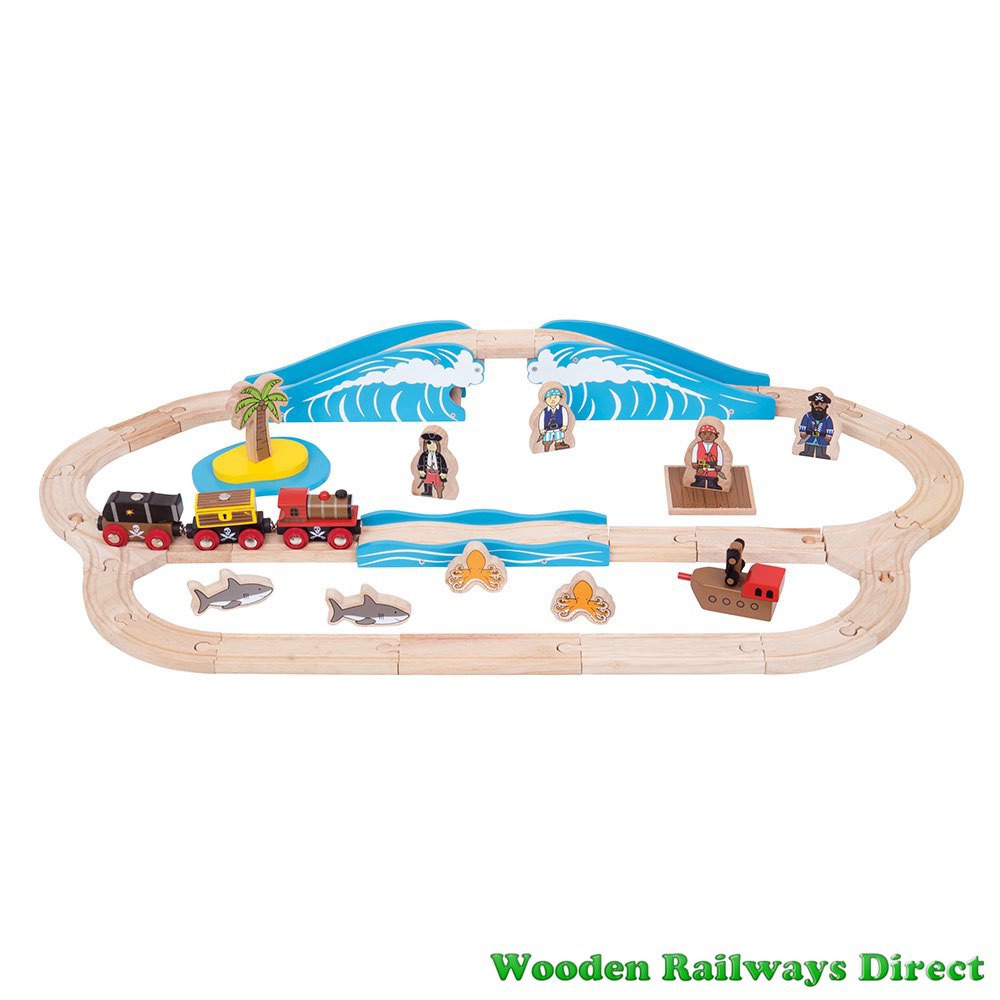 Bigjigs Wooden Railway Pirate Train Set