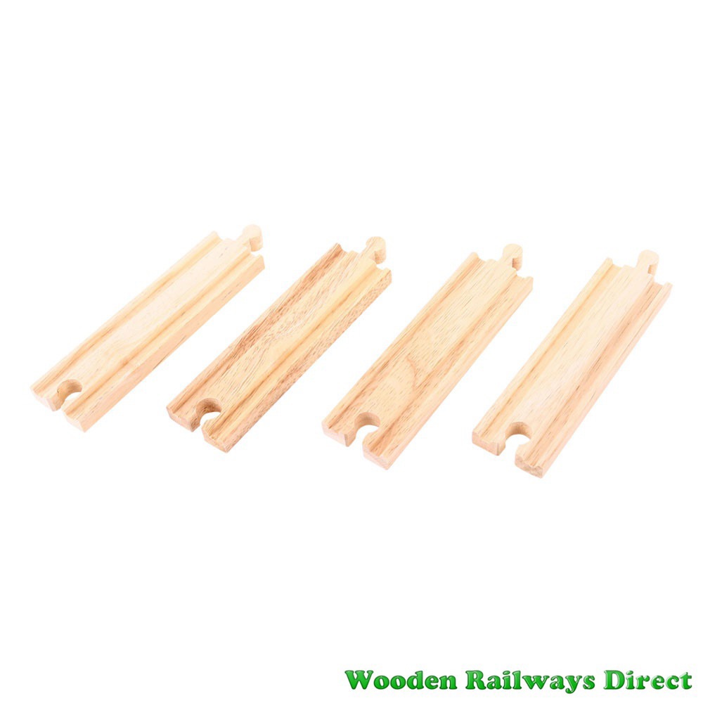 Bigjigs Wooden Railway Medium Straight Track (Pack of 4)