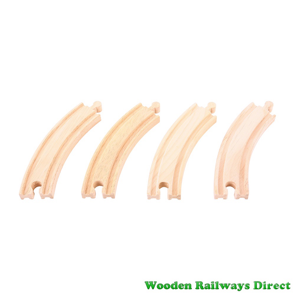 Bigjigs Wooden Railway Long Curves Track (Pack of 4)