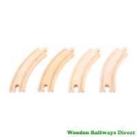 Bigjigs Wooden Railway Long Curves Track (Pack of 4)