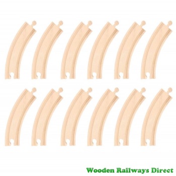 Bigjigs Wooden Railway Long Curves Track (Bulk Pack 12)