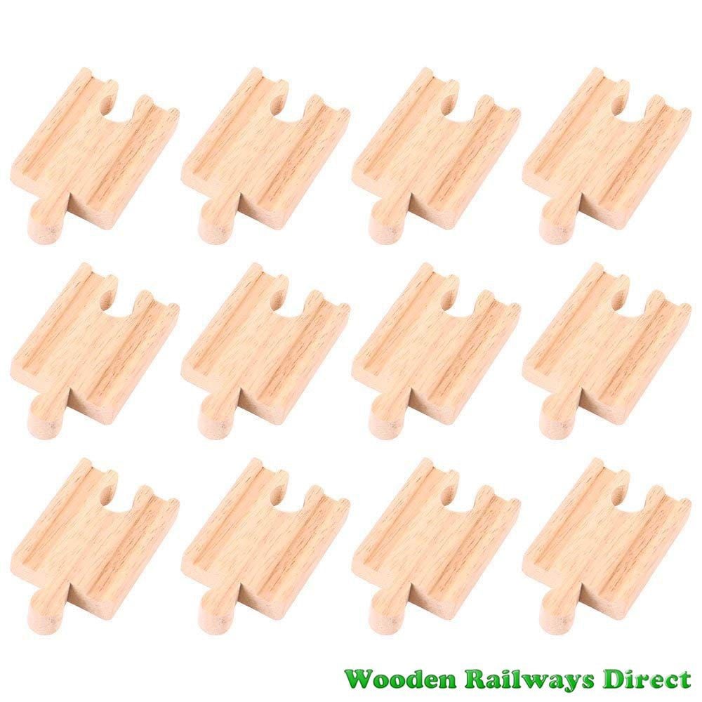 Bigjigs Wooden Railway Mini Track Male/Female Ends (Bulk Pack 12)