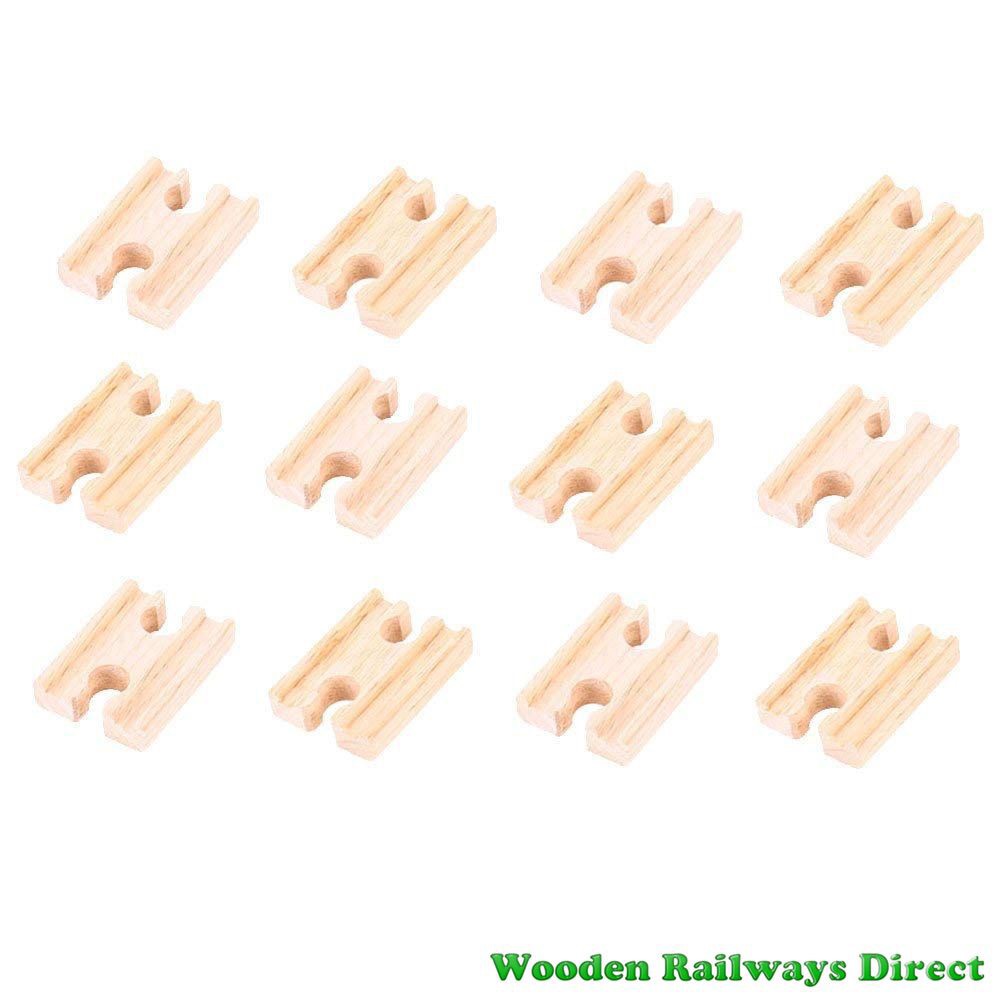 Bigjigs Wooden Railway Mini Track Female/Female Ends (Bulk Pack 12)