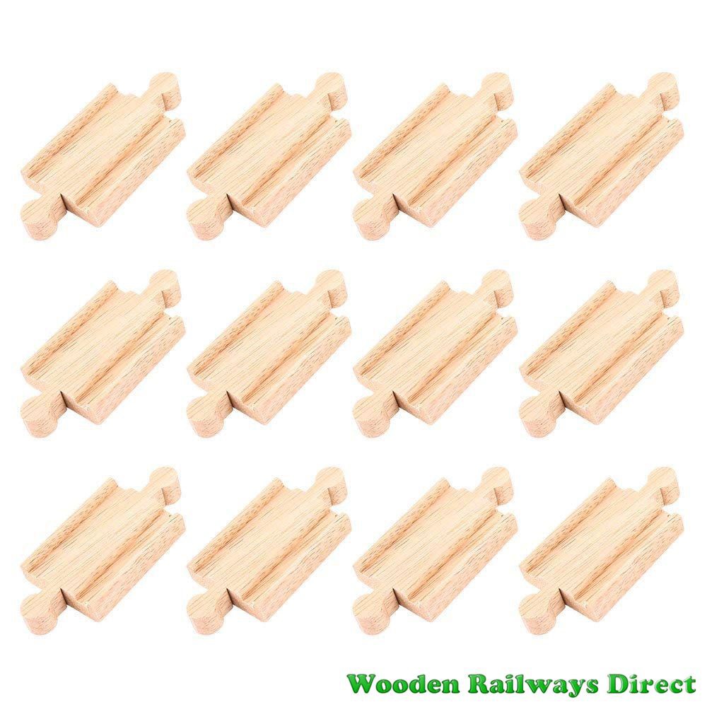 Bigjigs Wooden Railway Mini Track Male/Male Ends (Bulk Pack 12)