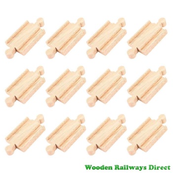 Bigjigs Wooden Railway Mini Track Male/Male Ends (Bulk Pack 12)