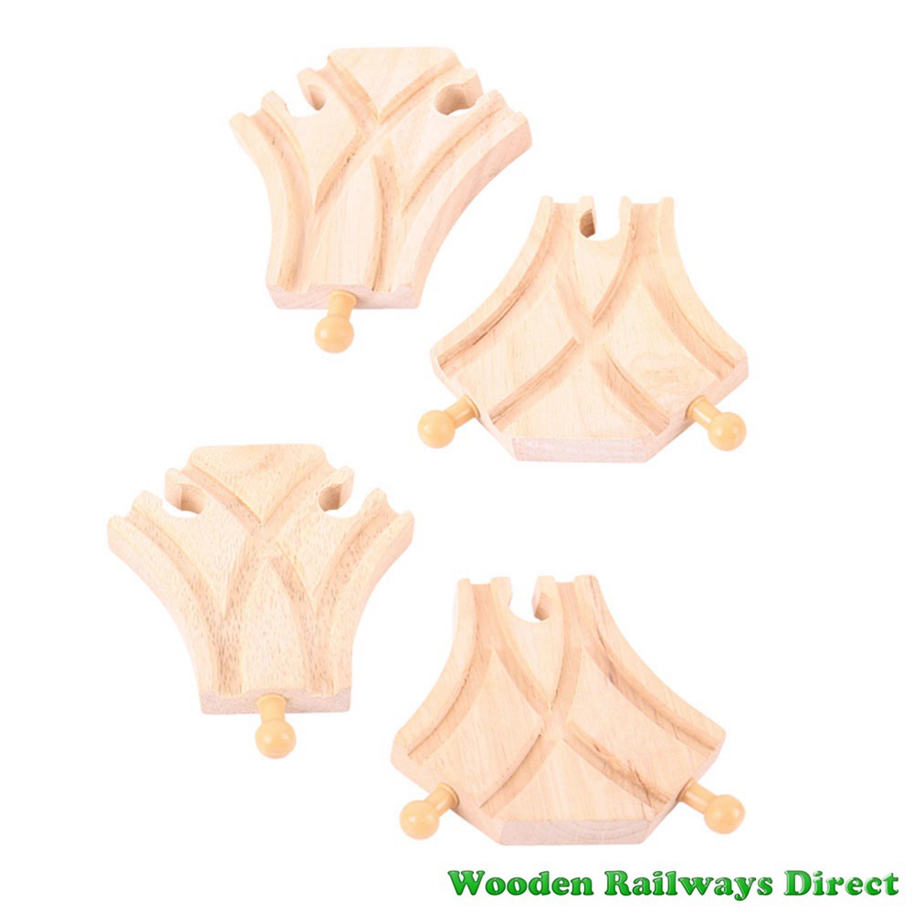 Bigjigs Wooden Railway Curved Turnout Track (Pack of 4)