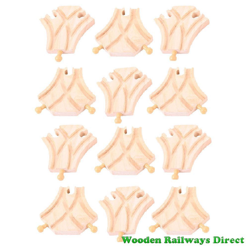 Bigjigs Wooden Railway Curved Turnout Track (Bulk Pack of 12)