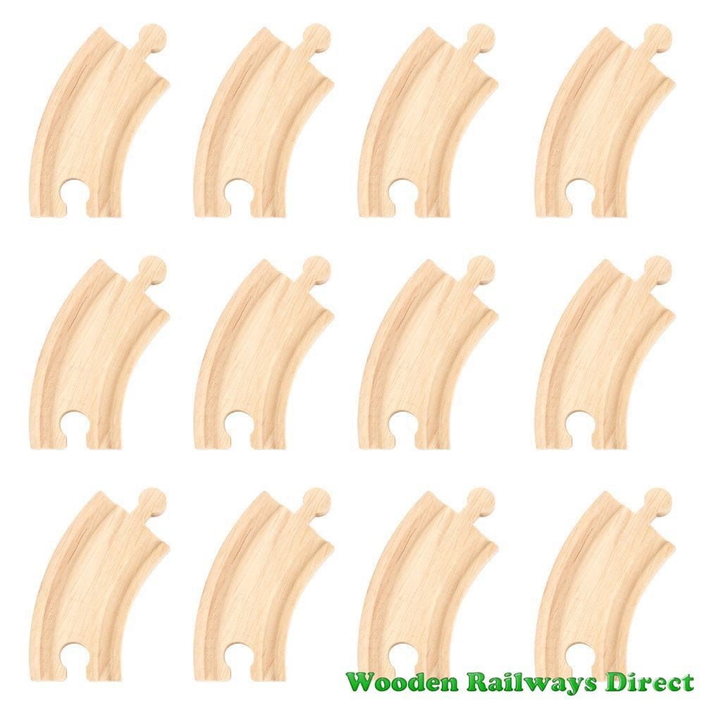 Bigjigs Wooden Railway Short Curve Track (Bulk Pack of 12)