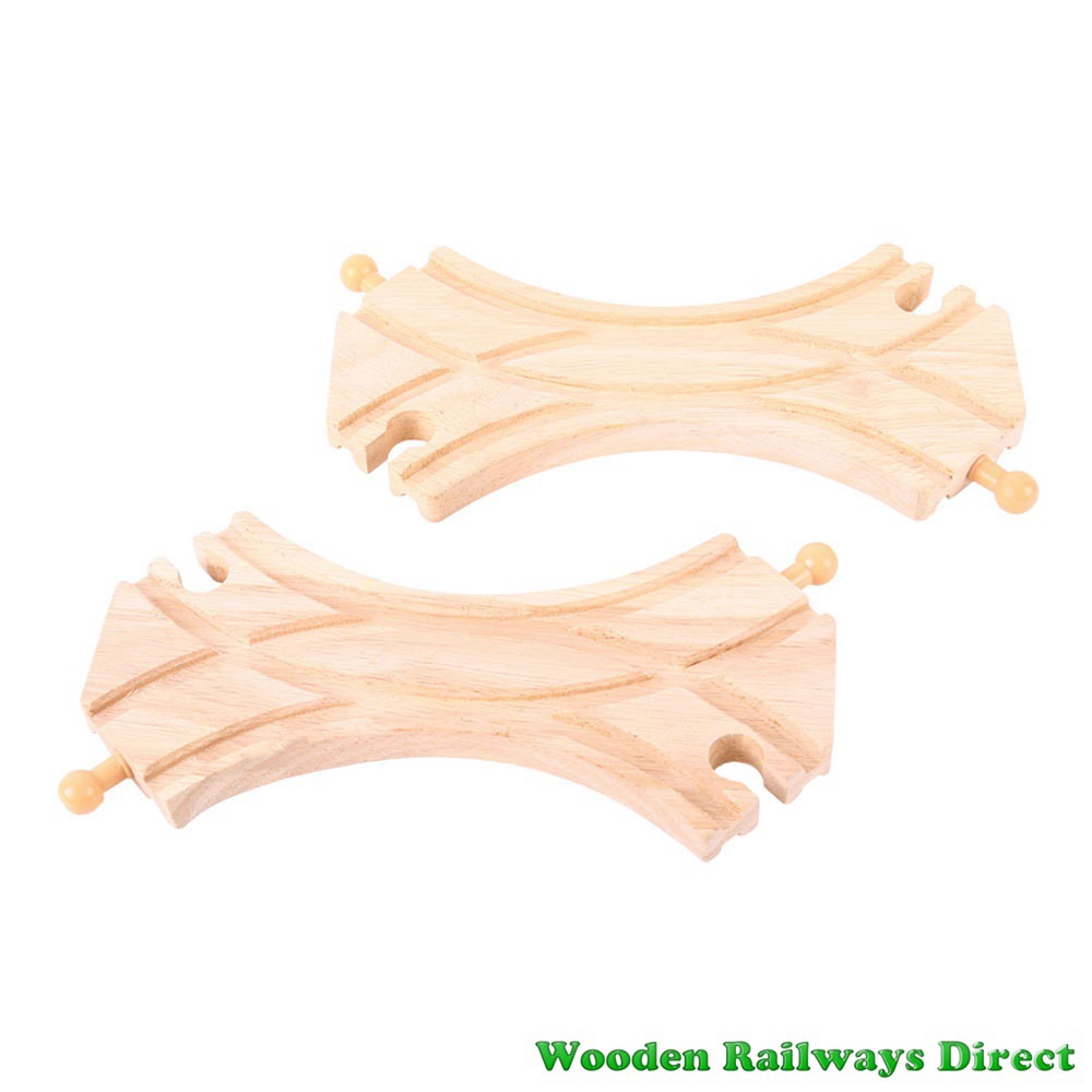 Bigjigs Wooden Railway Double Curved Turnout Track (Pack of 2)