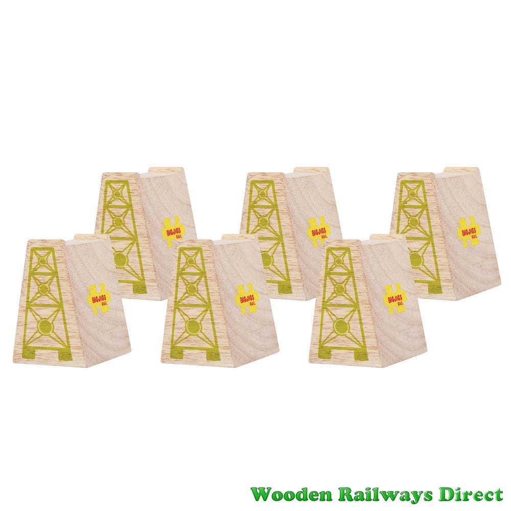 Bigjigs Wooden Railway High Level Blocks (Pack of 6)