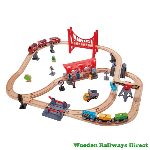 train track set wooden
